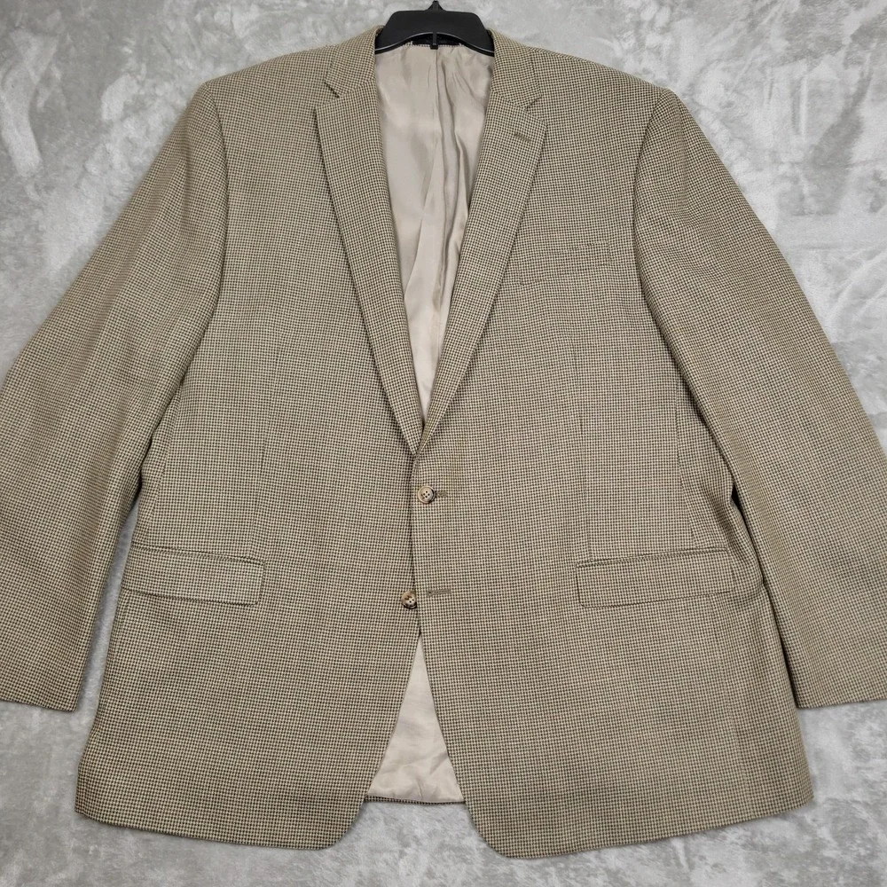 Lauren Ralph Lauren Mens 52XL Gold Small Check Wool Silk Blend Blazer Sport Coat
